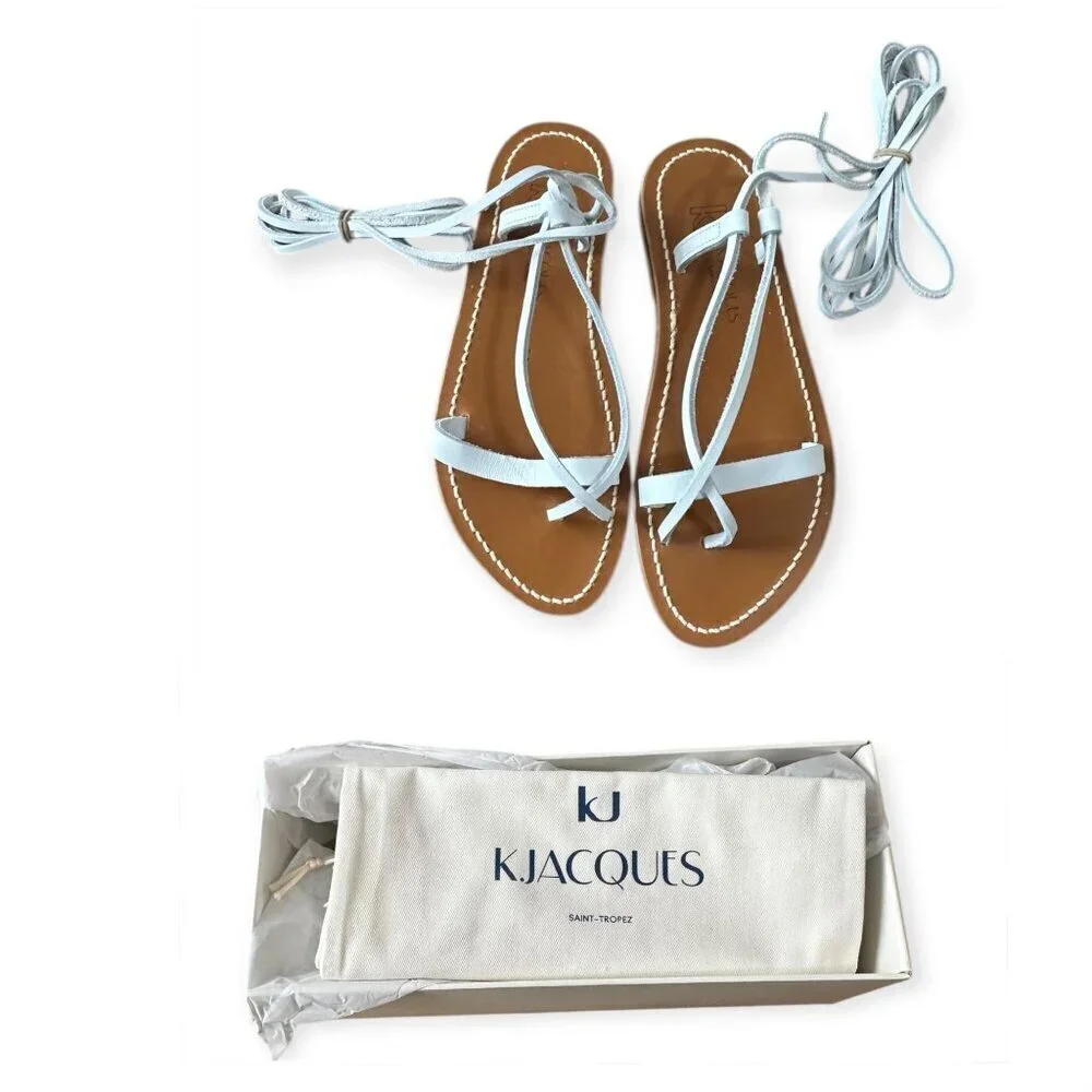 K JACQUES St Tropez‎ Venise Flip-Flops in Gold Leather, Size 36 EU